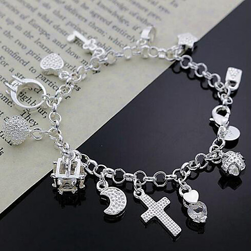 Charm Bracelet Bracelet Pendant Bracelet 3D Cross Fashion Copper Bracelet Jewelry Silver For Christmas Halloween Party Evening Gift Date / Silver Plated
Charm Bracelet Bracelet Pendant Bracelet 3D Cross Fashion Copper Bracelet Jewelry Silver For Christmas Halloween Party Evening Gift Date / Silver Plated