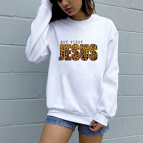 Women's Sweatshirt Pullover Pure Color Crew Neck Leopard Letter Printed Sport Athleisure Sweatshirt Top Long Sleeve Breathable Soft Comfortable Everyday Use Street Casual Daily Outdoor
Women's Sweatshirt Pullover Pure Color Crew Neck Leopard Letter Printed Sport Athleisure Sweatshirt Top Long Sleeve Breathable Soft Comfortable Everyday Use Street Casual Daily Outdoor
