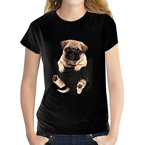 Women's 3D Printed T shirt Dog Graphic 3D Print Round Neck Basic Tops 100% Cotton White Black
Women's 3D Printed T shirt Dog Graphic 3D Print Round Neck Basic Tops 100% Cotton White Black