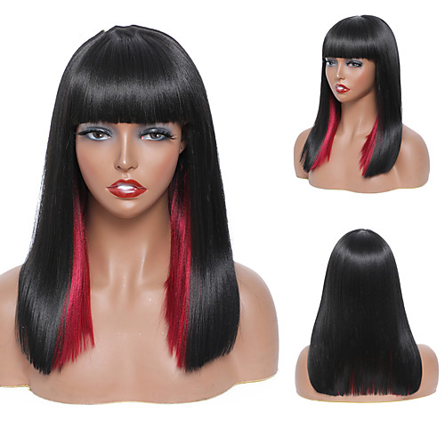 

Synthetic Wig Natural Straight Short Bob Neat Bang Wig 14 inch A1 A2 A3 A4 A5 Synthetic Hair Women's Cosplay Party Fashion Red Black