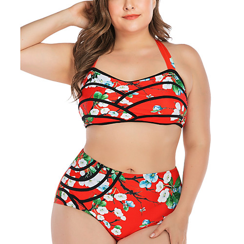 Women's Plus Size Padded Fashion Sexy Bikini 2 Piece Swimsuit Tummy Control Push Up Color Block Strap Swimwear Bathing Suits Red
Women's Plus Size Padded Fashion Sexy Bikini 2 Piece Swimsuit Tummy Control Push Up Color Block Strap Swimwear Bathing Suits Red
