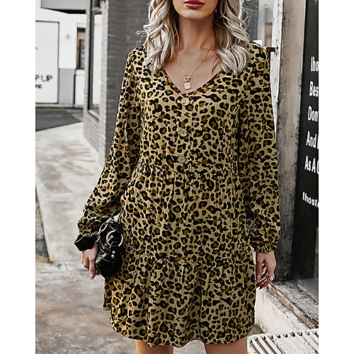 Women's Shift Dress Short Mini Dress Khaki Long Sleeve Print Color Block Print Fall Spring V Neck Casual 2021 S M L XL
Women's Shift Dress Short Mini Dress Khaki Long Sleeve Print Color Block Print Fall Spring V Neck Casual 2021 S M L XL