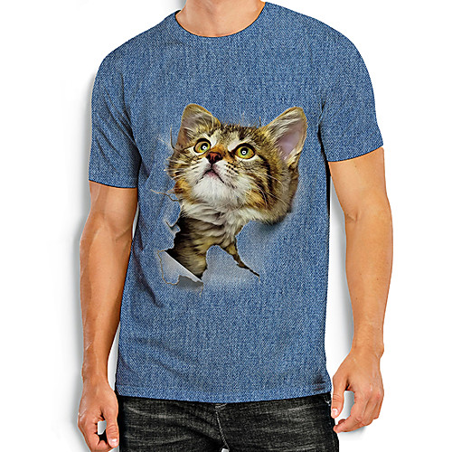 Men's Tees T shirt Other Prints Cat Graphic Prints Animal Print Short Sleeve Daily Tops Basic Casual Blue
Men's Tees T shirt Other Prints Cat Graphic Prints Animal Print Short Sleeve Daily Tops Basic Casual Blue