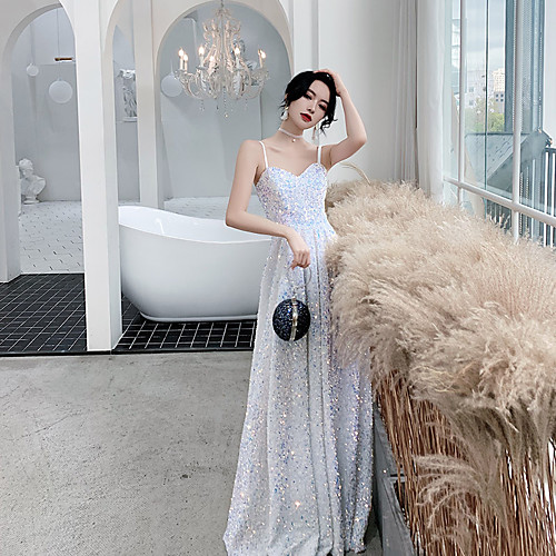 A-Line Sparkle Sexy Wedding Guest Formal Evening Dress Spaghetti Strap Sleeveless Floor Length Sequined with Sequin 2021
A-Line Sparkle Sexy Wedding Guest Formal Evening Dress Spaghetti Strap Sleeveless Floor Length Sequined with Sequin 2021