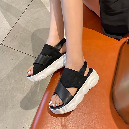 Women's Sandals Platform Open Toe Microfiber Elastic Fabric Solid Colored White Black
Women's Sandals Platform Open Toe Microfiber Elastic Fabric Solid Colored White Black
