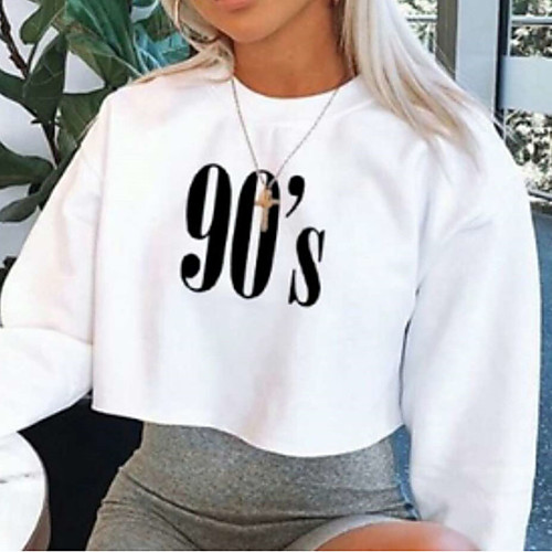 Women's Sweatshirt Crop Top Pullover Crop Top Crew Neck Letter & Number Sport Athleisure Sweatshirt Top Long Sleeve Breathable Soft Comfortable Everyday Use Street Casual Daily Outdoor
Women's Sweatshirt Crop Top Pullover Crop Top Crew Neck Letter & Number Sport Athleisure Sweatshirt Top Long Sleeve Breathable Soft Comfortable Everyday Use Street Casual Daily Outdoor