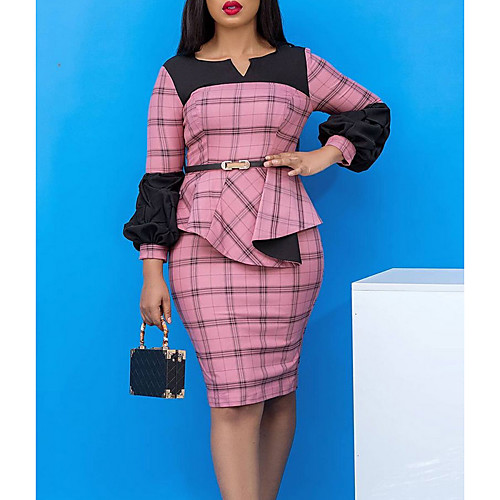 Women's Plus Size Dresses Shift Dress Knee Length Dress Long Sleeve Plaid Print V Neck Casual Spring & Fall Blushing Pink S M L XL XXL
Women's Plus Size Dresses Shift Dress Knee Length Dress Long Sleeve Plaid Print V Neck Casual Spring & Fall Blushing Pink S M L XL XXL