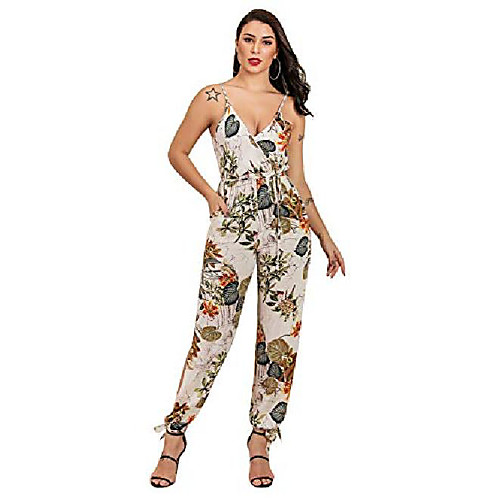 women's casual v neck tie waist sleeveless strap floral slit jumpsuit with pockets (3x-large, beige)
women's casual v neck tie waist sleeveless strap floral slit jumpsuit with pockets (3x-large, beige)