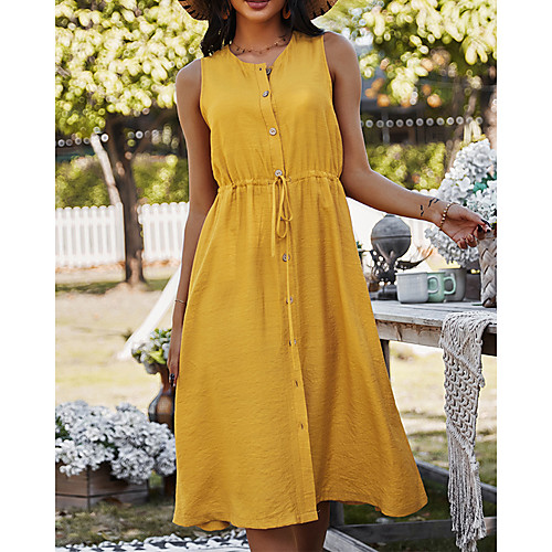 Women's A Line Dress Short Mini Dress Black Red Yellow Blushing Pink Navy Blue Sleeveless Solid Color Spring Summer Round Neck Casual 2021 S M L XL
Women's A Line Dress Short Mini Dress Black Red Yellow Blushing Pink Navy Blue Sleeveless Solid Color Spring Summer Round Neck Casual 2021 S M L XL