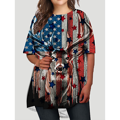 Women's Plus Size Graphic Flag Animal Print Basic Half Sleeve Fall Short Mini Dress T Shirt Dress Tee Dress Blue
Women's Plus Size Graphic Flag Animal Print Basic Half Sleeve Fall Short Mini Dress T Shirt Dress Tee Dress Blue