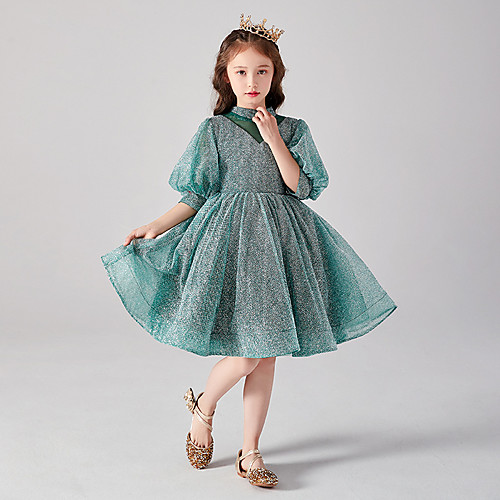 Princess / A-Line Knee Length Party / Pageant Flower Girl Dresses - Tulle / Sequined Half Sleeve High Neck with Solid / Splicing
Princess / A-Line Knee Length Party / Pageant Flower Girl Dresses - Tulle / Sequined Half Sleeve High Neck with Solid / Splicing