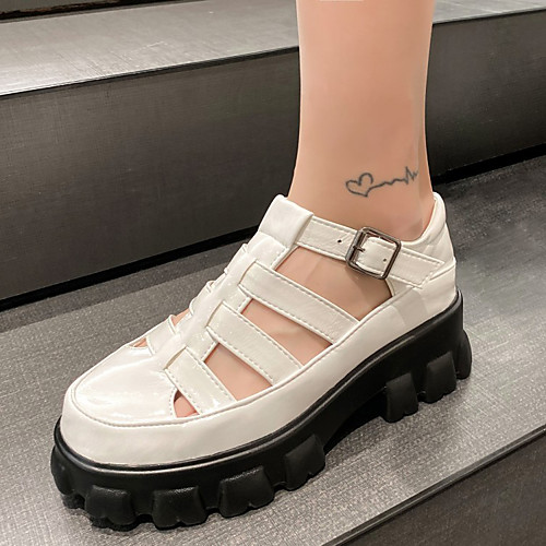 Women's Sandals Platform Round Toe Microfiber Buckle Solid Colored White Black
Women's Sandals Platform Round Toe Microfiber Buckle Solid Colored White Black