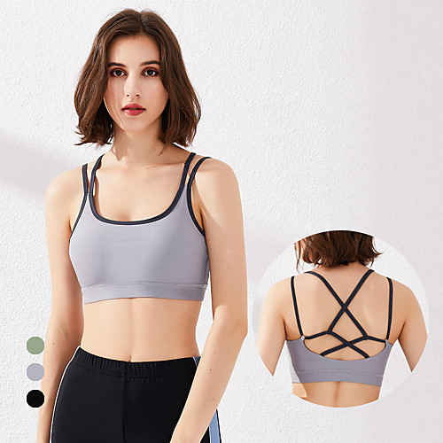 

Women's Scoop Neck Yoga Top Medium Support Solid Color Black Blue Green Nylon Spandex Yoga Fitness Gym Workout Sports Bra Bra Top Sport Activewear Breathable Quick Dry Comfortable Freedom Stretchy