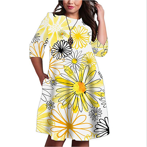 Women's Plus Size Graphic Color Block Floral Print Casual 3/4 Length Sleeve Fall Knee Length Dress Shift Dress Orange
Women's Plus Size Graphic Color Block Floral Print Casual 3/4 Length Sleeve Fall Knee Length Dress Shift Dress Orange
