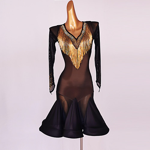 Latin Dance Dress Tassel Crystals / Rhinestones Women's Performance Long Sleeve Spandex
Latin Dance Dress Tassel Crystals / Rhinestones Women's Performance Long Sleeve Spandex