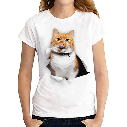 Women's T shirt Cat Graphic 3D Print Round Neck Tops 100% Cotton Basic Basic Top White Black
Women's T shirt Cat Graphic 3D Print Round Neck Tops 100% Cotton Basic Basic Top White Black
