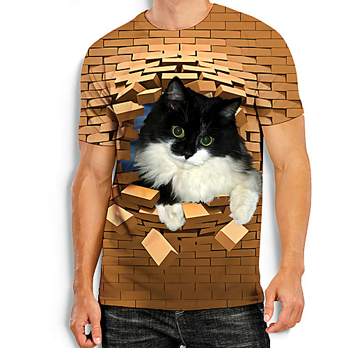Men's Tees T shirt 3D Print Cat Graphic Prints Animal Print Short Sleeve Daily Tops Basic Casual Khaki
Men's Tees T shirt 3D Print Cat Graphic Prints Animal Print Short Sleeve Daily Tops Basic Casual Khaki