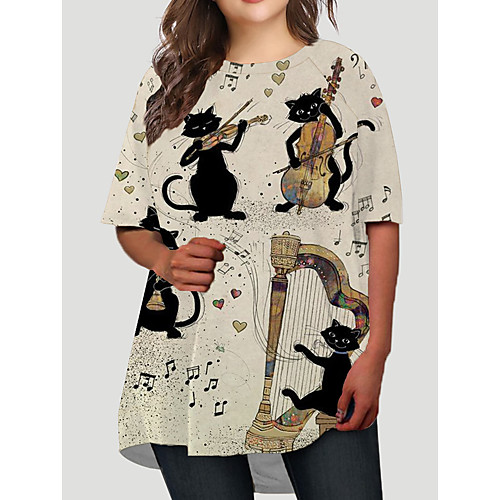 Women's Plus Size Cat Graphic Animal Print Casual Half Sleeve Fall Short Mini Dress T Shirt Dress Tee Dress Beige
Women's Plus Size Cat Graphic Animal Print Casual Half Sleeve Fall Short Mini Dress T Shirt Dress Tee Dress Beige
