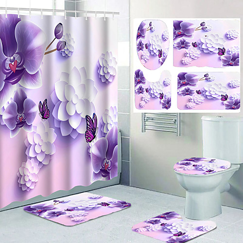 Purple Flower Butterfly Pattern Printing Bathroom Shower Curtain Leisure Toilet Four-piece Design
Purple Flower Butterfly Pattern Printing Bathroom Shower Curtain Leisure Toilet Four-piece Design