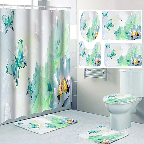 Flower and Butterfly Pattern Printing Bathroom Shower Curtain Leisure Toilet Four-piece Design
Flower and Butterfly Pattern Printing Bathroom Shower Curtain Leisure Toilet Four-piece Design