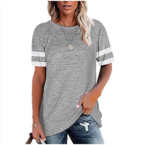 Women's T shirt Plain Patchwork Round Neck Tops Cotton Basic Basic Top Black Blue Wine
Women's T shirt Plain Patchwork Round Neck Tops Cotton Basic Basic Top Black Blue Wine