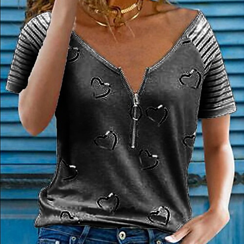 Women's Plus Size Print Heart Blouse T shirt Large Size V Neck Short Sleeve Tops S M L White Black Blushing Pink Big Size
Women's Plus Size Print Heart Blouse T shirt Large Size V Neck Short Sleeve Tops S M L White Black Blushing Pink Big Size