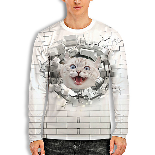 Men's Tees T shirt 3D Print Cat Graphic Prints Animal Print Long Sleeve Daily Tops Basic Casual White
Men's Tees T shirt 3D Print Cat Graphic Prints Animal Print Long Sleeve Daily Tops Basic Casual White