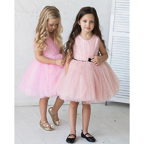 Princess / A-Line Knee Length Wedding / Party Flower Girl Dresses - Tulle Sleeveless Jewel Neck with Pleats
Princess / A-Line Knee Length Wedding / Party Flower Girl Dresses - Tulle Sleeveless Jewel Neck with Pleats
