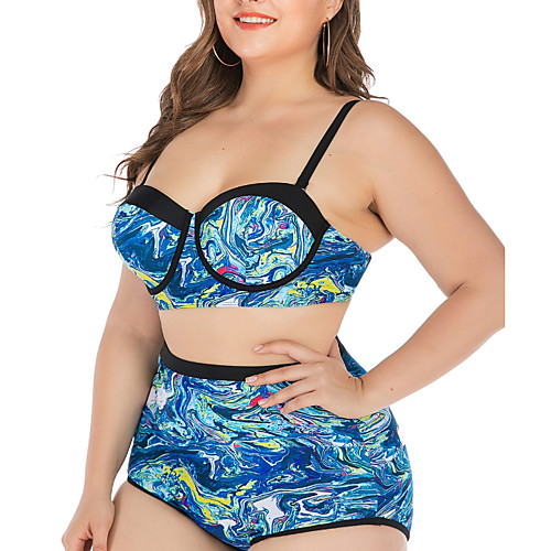 Women's Plus Size Padded Fashion Sexy Bikini 2 Piece Swimsuit Tummy Control Push Up Color Block Strap Swimwear Bathing Suits Blue / Abstract
Women's Plus Size Padded Fashion Sexy Bikini 2 Piece Swimsuit Tummy Control Push Up Color Block Strap Swimwear Bathing Suits Blue / Abstract