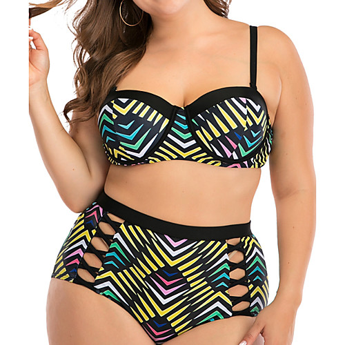 Women's Plus Size Padded Fashion Sexy Bikini 2 Piece Swimsuit Tummy Control Push Up Striped Strap Swimwear Bathing Suits Black / Color Block
Women's Plus Size Padded Fashion Sexy Bikini 2 Piece Swimsuit Tummy Control Push Up Striped Strap Swimwear Bathing Suits Black / Color Block