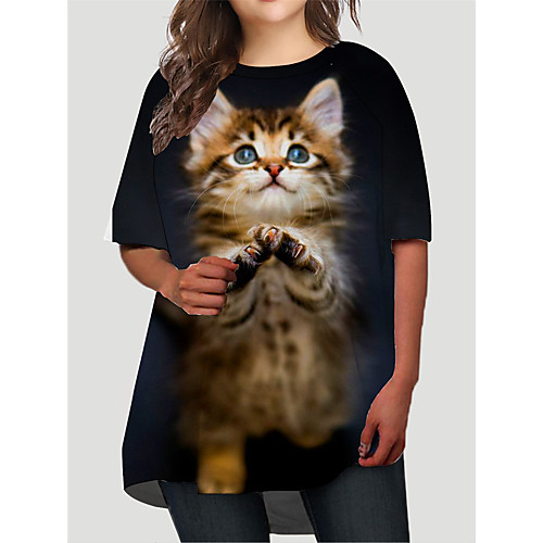 Women's Plus Size Cat Graphic Animal Print Basic Half Sleeve Fall Short Mini Dress T Shirt Dress Tee Dress Black
Women's Plus Size Cat Graphic Animal Print Basic Half Sleeve Fall Short Mini Dress T Shirt Dress Tee Dress Black