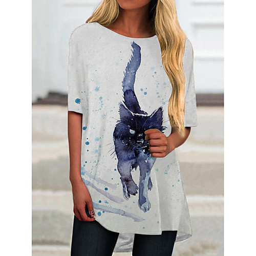 Women's T Shirt Dress Tee Dress Short Mini Dress Blue Half Sleeve Cat Animal Print Spring Summer Round Neck Casual 2021 S M L XL XXL 3XL
Women's T Shirt Dress Tee Dress Short Mini Dress Blue Half Sleeve Cat Animal Print Spring Summer Round Neck Casual 2021 S M L XL XXL 3XL