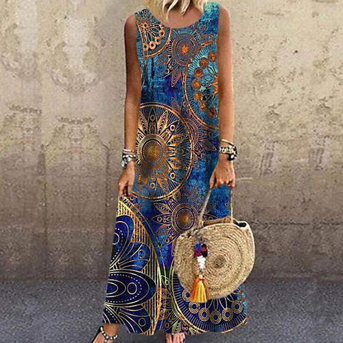 Women's Shift Dress Maxi long Dress Blue Sleeveless Print Print Spring Summer Round Neck Casual 2021 S M L XL XXL
Women's Shift Dress Maxi long Dress Blue Sleeveless Print Print Spring Summer Round Neck Casual 2021 S M L XL XXL