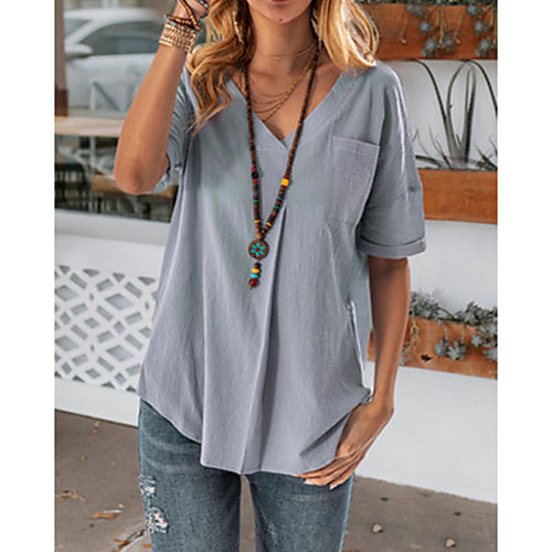 Women's Plus Size Blouse Shirt Plain Pocket V Neck Tops Elegant Streetwear Basic Top Yellow Gray
Women's Plus Size Blouse Shirt Plain Pocket V Neck Tops Elegant Streetwear Basic Top Yellow Gray