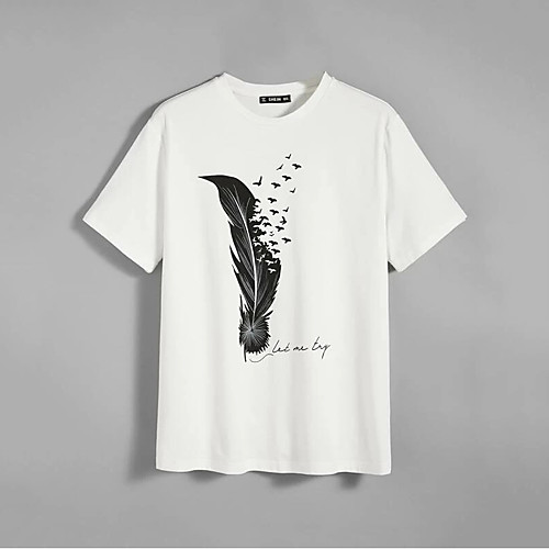 Men's T shirt Hot Stamping Feather Print Short Sleeve Casual Tops 100% Cotton Basic Casual Fashion White
Men's T shirt Hot Stamping Feather Print Short Sleeve Casual Tops 100% Cotton Basic Casual Fashion White