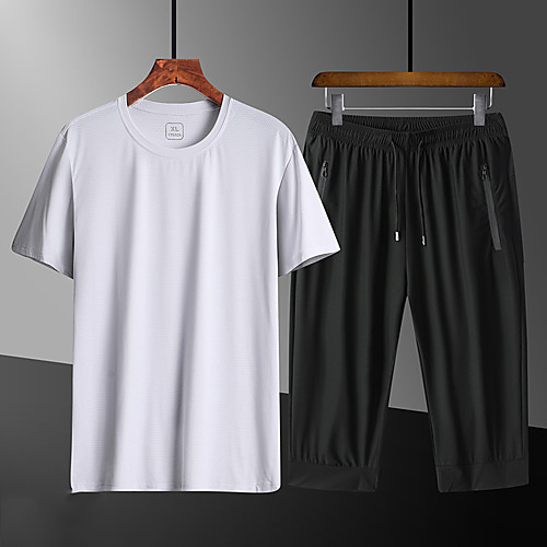 Men's 2 Piece Tracksuit Casual Athleisure Short Sleeve 2pcs High Waist Nylon Thermal Warm Breathable Moisture Wicking Fitness Gym Workout Running Jogging Training Sportswear Solid Colored Outfit Set
Men's 2 Piece Tracksuit Casual Athleisure Short Sleeve 2pcs High Waist Nylon Thermal Warm Breathable Moisture Wicking Fitness Gym Workout Running Jogging Training Sportswear Solid Colored Outfit Set