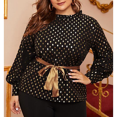 Women's Plus Size Tunic Blouse Shirt Polka Dot Sexy Long Sleeve Round Neck Tops Basic Top Black
Women's Plus Size Tunic Blouse Shirt Polka Dot Sexy Long Sleeve Round Neck Tops Basic Top Black