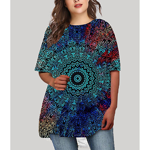 Women's Plus Size Graphic Color Block Print Casual Half Sleeve Fall Short Mini Dress T Shirt Dress Tee Dress Blue Sky Blue
Women's Plus Size Graphic Color Block Print Casual Half Sleeve Fall Short Mini Dress T Shirt Dress Tee Dress Blue Sky Blue