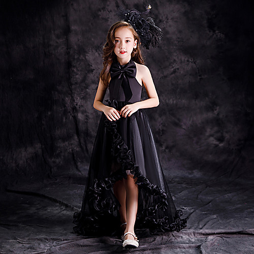 Princess / A-Line Sweep / Brush Train / Asymmetrical Party / Pageant Flower Girl Dresses - Satin Sleeveless Halter Neck with Bow(s) / Pleats
Princess / A-Line Sweep / Brush Train / Asymmetrical Party / Pageant Flower Girl Dresses - Satin Sleeveless Halter Neck with Bow(s) / Pleats