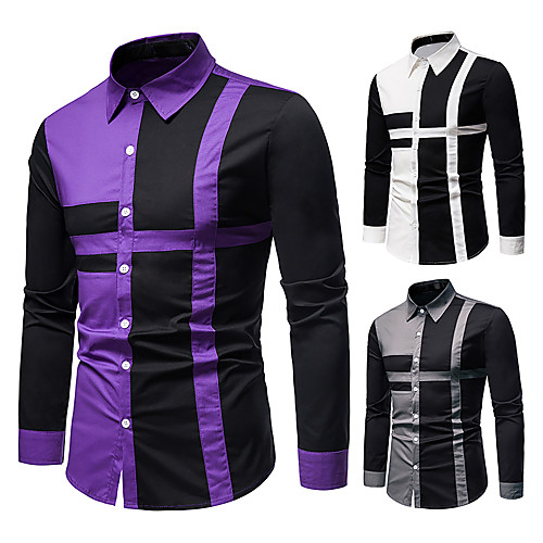 Men's Shirt Other Prints Color Block Long Sleeve Daily Tops Cotton White Purple Gray
Men's Shirt Other Prints Color Block Long Sleeve Daily Tops Cotton White Purple Gray