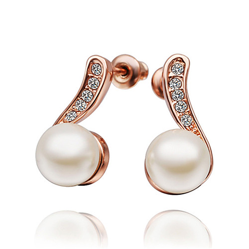 

Women's Pearl Earrings Geometrical Fashion Stylish Imitation Pearl Gold Plated Earrings Jewelry Rose Gold For Anniversary Party Evening Birthday Festival 1 Pair