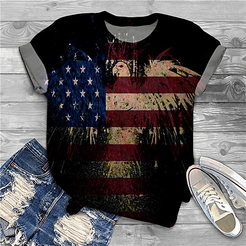 Women's Plus Size Print Graphic Flag T shirt Large Size Crewneck Short Sleeve Basic Tops XL XXL 3XL Black Big Size
Women's Plus Size Print Graphic Flag T shirt Large Size Crewneck Short Sleeve Basic Tops XL XXL 3XL Black Big Size