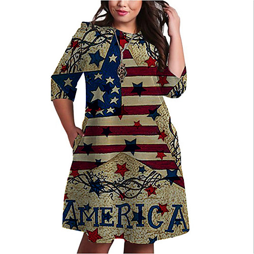 Women's Plus Size Dresses Shift Dress Knee Length Dress 3/4 Length Sleeve Graphic Flag Print Basic Fall Light Yellow XL XXL 3XL 4XL 5XL / Holiday
Women's Plus Size Dresses Shift Dress Knee Length Dress 3/4 Length Sleeve Graphic Flag Print Basic Fall Light Yellow XL XXL 3XL 4XL 5XL / Holiday