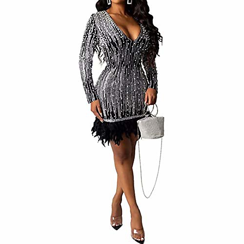 iymoo sexy club dresses for women - mesh long sleeve sequins beading v neck bodycon short mini dress black l
iymoo sexy club dresses for women - mesh long sleeve sequins beading v neck bodycon short mini dress black l