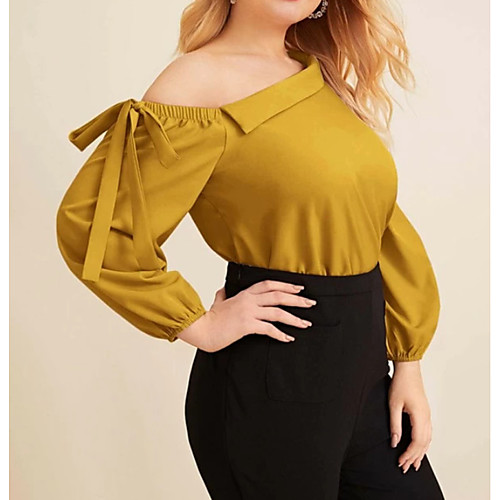 Women's Plus Size Lace up Asymmetric Plain Blouse Large Size Off Shoulder Long Sleeve Streetwear Tops L XL XXL Yellow Navy Blue Big Size
Women's Plus Size Lace up Asymmetric Plain Blouse Large Size Off Shoulder Long Sleeve Streetwear Tops L XL XXL Yellow Navy Blue Big Size