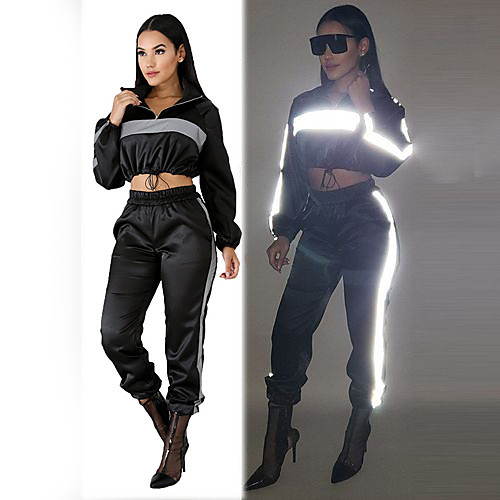 Women's Sweatsuit 2 Piece Half Zip Reflective Strip Crop Top Shirt Collar Spandex Color Block Sport Athleisure Clothing Suit Long Sleeve Breathable Soft Comfortable Everyday Use Street Casual Daily
Women's Sweatsuit 2 Piece Half Zip Reflective Strip Crop Top Shirt Collar Spandex Color Block Sport Athleisure Clothing Suit Long Sleeve Breathable Soft Comfortable Everyday Use Street Casual Daily