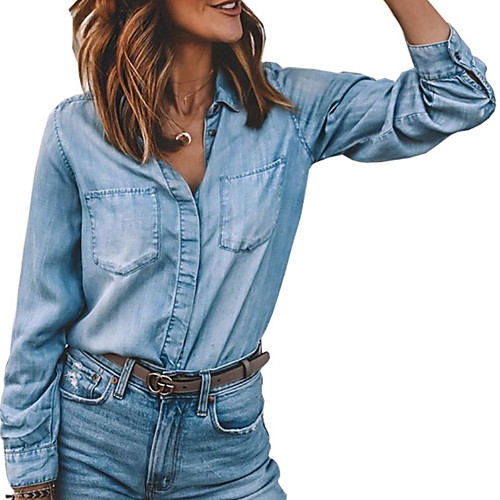 Women's Solid Colored Patchwork Streetwear Spring & Summer Denim Jacket Regular Daily Long Sleeve Denim Coat Tops Blue
Women's Solid Colored Patchwork Streetwear Spring & Summer Denim Jacket Regular Daily Long Sleeve Denim Coat Tops Blue