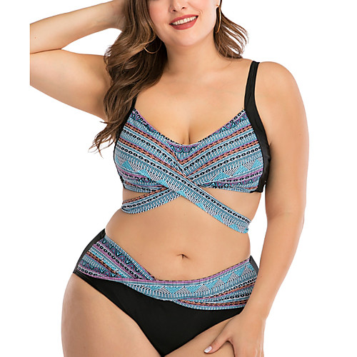 Women's Plus Size Padded Fashion Sexy Bikini 2 Piece Swimsuit Tummy Control Push Up Solid Colored Strap Swimwear Bathing Suits Blue / Color Block
Women's Plus Size Padded Fashion Sexy Bikini 2 Piece Swimsuit Tummy Control Push Up Solid Colored Strap Swimwear Bathing Suits Blue / Color Block