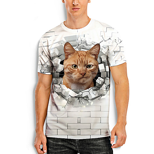Men's Tees T shirt 3D Print Cat Graphic Prints Animal Print Short Sleeve Daily Tops Basic Casual White
Men's Tees T shirt 3D Print Cat Graphic Prints Animal Print Short Sleeve Daily Tops Basic Casual White