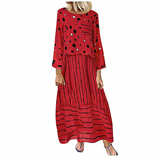 vezad women polka dot striped plus size dress long sleeve round neck loose hem party dresses red
vezad women polka dot striped plus size dress long sleeve round neck loose hem party dresses red